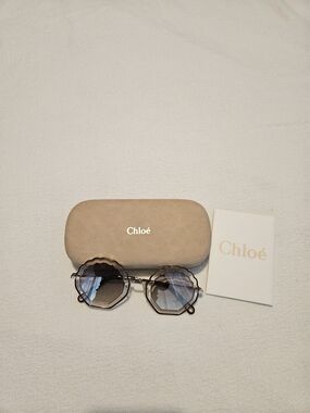 Chloé Round Scalloped Sunglasses in Brown and Gold